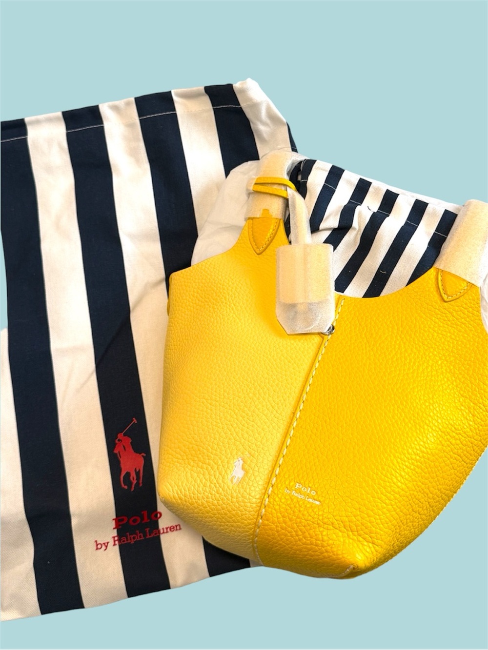 Ralph Lauren polo play yellow two toned leather mini tote - Picture 3 of 7
